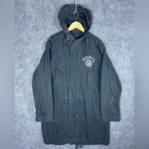 Vintage Polo Sport Ralph Lauren Mens Hooded Trench Coat Black Sz M R.L. College